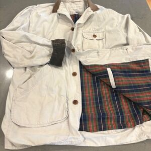 Vtg‎ Banana Republic Chore Jacket Barn Coat Lined Corduroy Leather Men M FLAWS